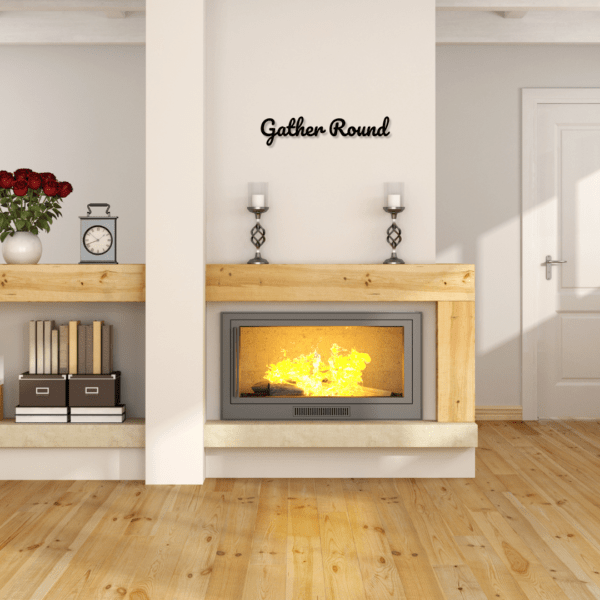 Premium 'Gather Round' Wooden Sign - Warm and Hospitable Home Decor