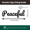 Exact Dimensions of 'Peaceful' Wooden Wall Sign - 60cm x 15cm x 1.8cm