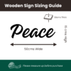 Peace Wooden Wall Sign Dimensions - Product Measurement Illustration