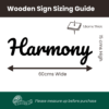 Dimensions of 'Harmony' Wooden Wall Sign - 60cm x 15cm x 1.8cm